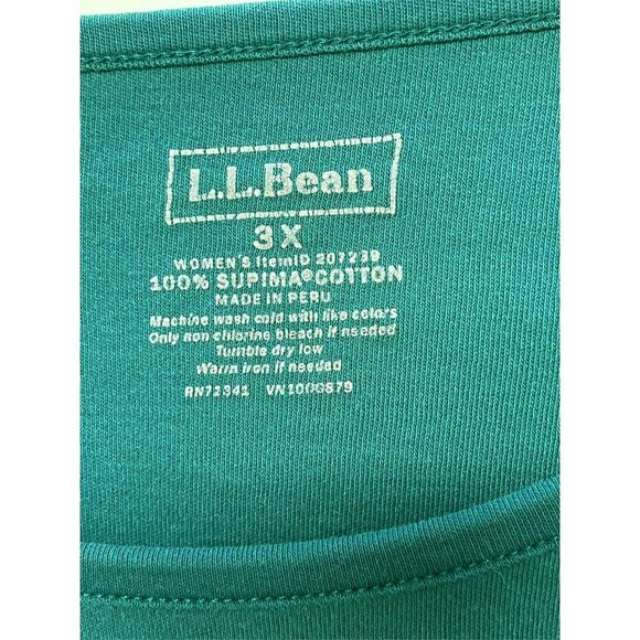 LL Bean Womens Top 100% Supima Cotton 3X Long Sleeve Green Capsule Normcore - Picture 3 of 4